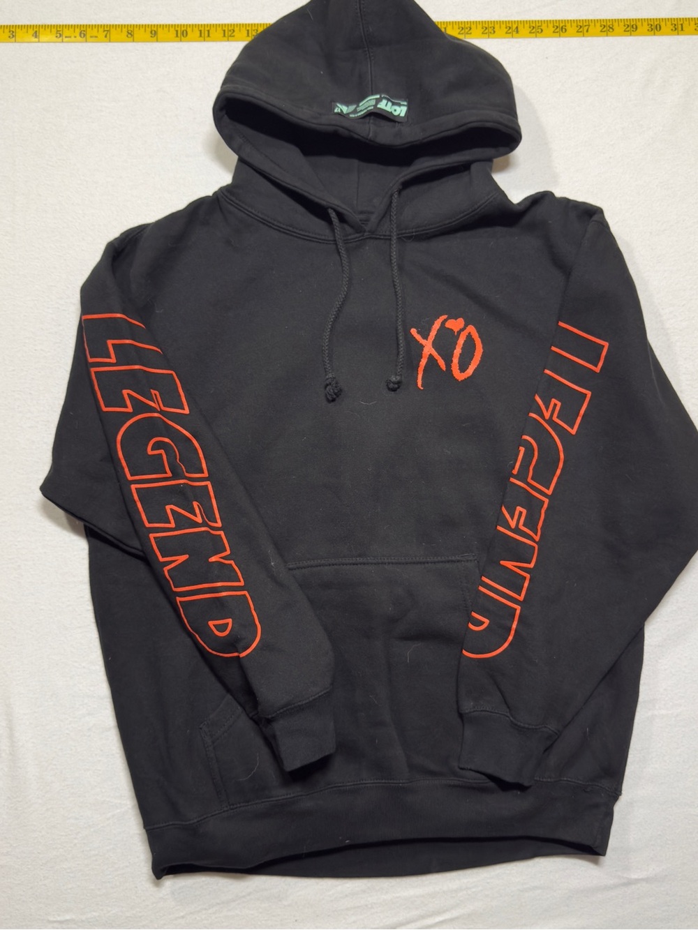 LOFT Black Hoodie with Red 'XO' and Sleeve Script